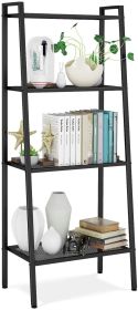 Metal 4 Shelf Bookcase, Multifunctional Ladder-Shaped Plant Flower Stand Rack Bookrack Storage Shelves, Black