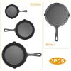 3Pcs Pre-Seasoned Cast Iron Skillet Set 6/8/10in Non-Stick Oven Safe Cookware Heat-Resistant Frying Pan