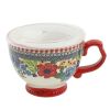 Dazzling Dahlias Red Ceramic 4-Piece Mug Set