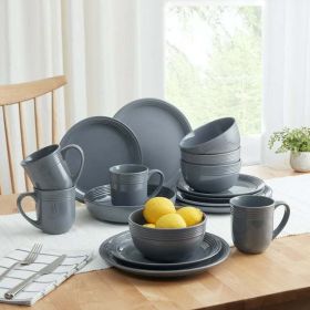 Chiara Red Stoneware Dinnerware Set, 16-Pieces (Color: Gray)